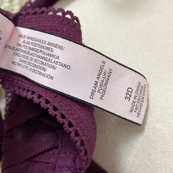 VS VICTORIA’S SECRET Dream Angels Push Up Bra Padded Sexy Burgundy Maroon 32D - Picture 6 of 6
